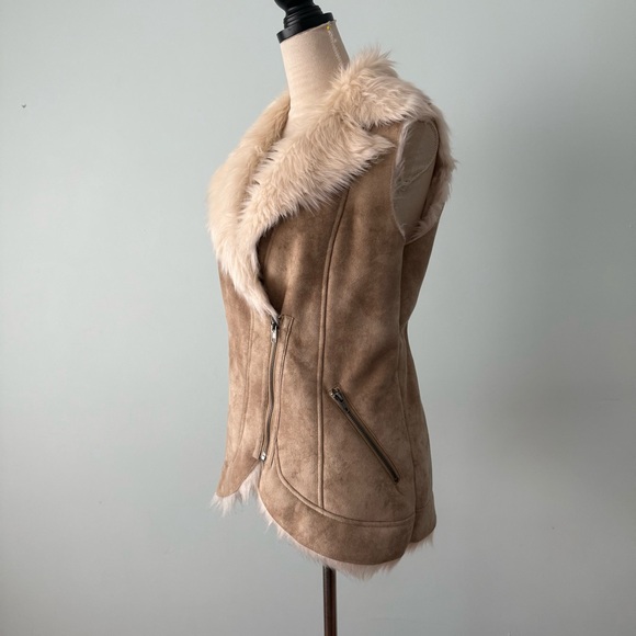 ✨ Scully Faux Shearling Suede Vest | Cream Fur Trim | Size M ✨ - Picture 5 of 12